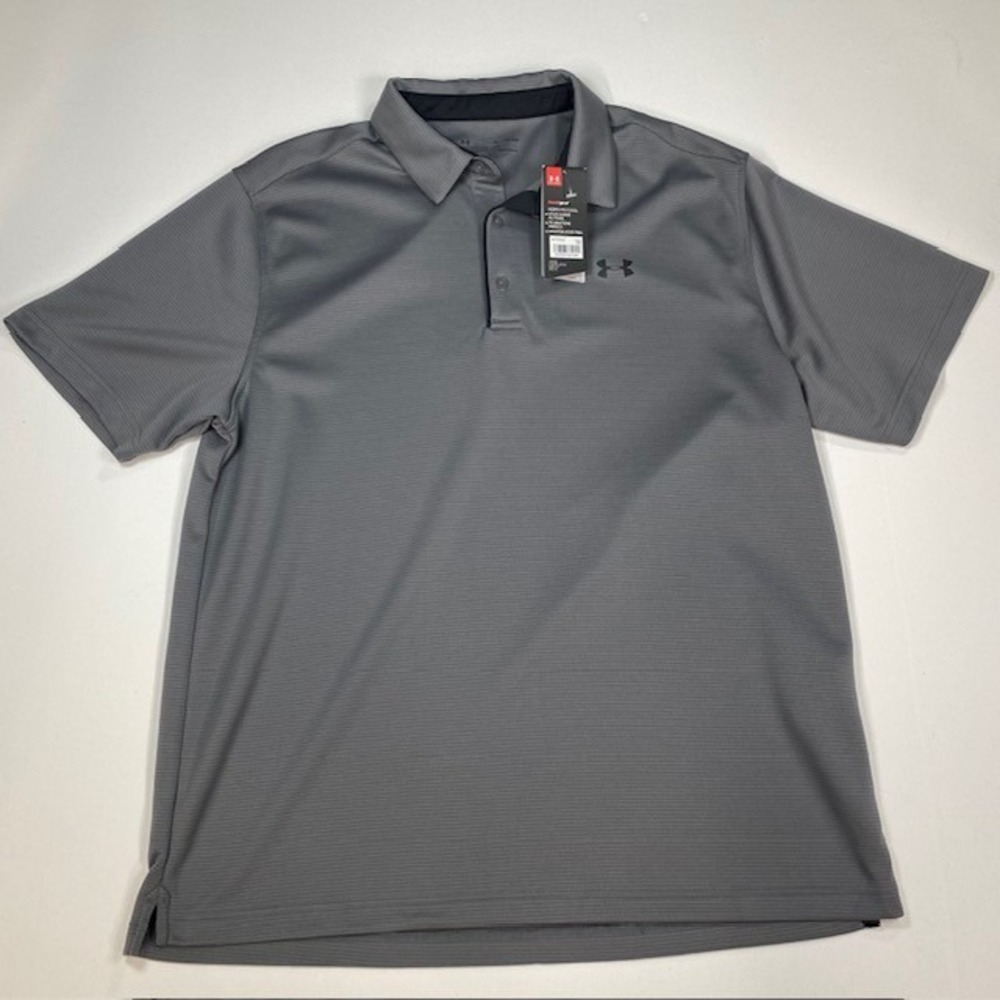 Under Armour Heatgear Mens Polo Shirt Gray Loose Fit Short‎ Sleeve XL